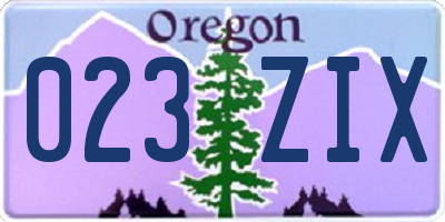 OR license plate 023ZIX