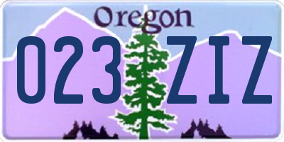 OR license plate 023ZIZ