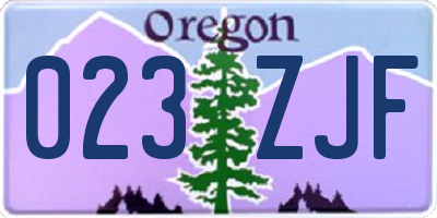 OR license plate 023ZJF