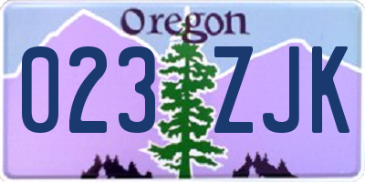 OR license plate 023ZJK