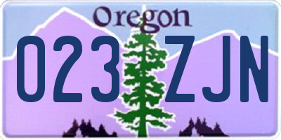 OR license plate 023ZJN