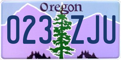OR license plate 023ZJU