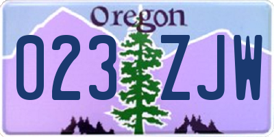 OR license plate 023ZJW