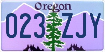 OR license plate 023ZJY