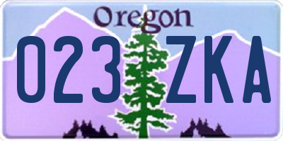 OR license plate 023ZKA