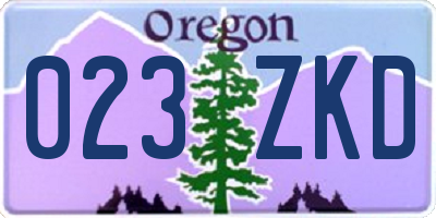 OR license plate 023ZKD