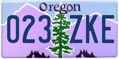 OR license plate 023ZKE