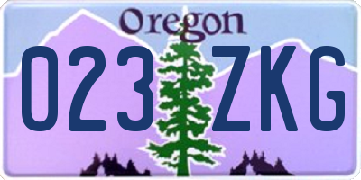OR license plate 023ZKG