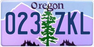 OR license plate 023ZKL