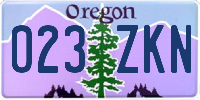 OR license plate 023ZKN