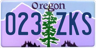 OR license plate 023ZKS