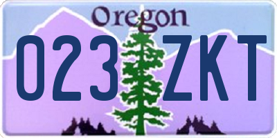 OR license plate 023ZKT