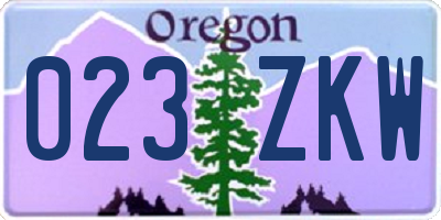 OR license plate 023ZKW