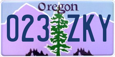 OR license plate 023ZKY