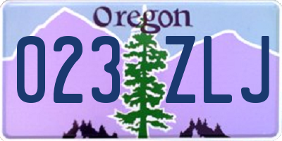 OR license plate 023ZLJ
