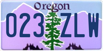 OR license plate 023ZLW
