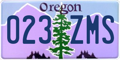 OR license plate 023ZMS