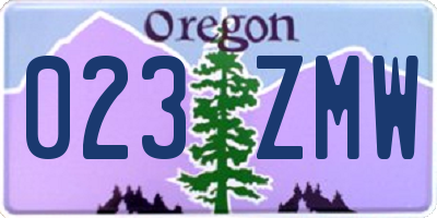 OR license plate 023ZMW
