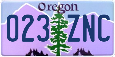 OR license plate 023ZNC