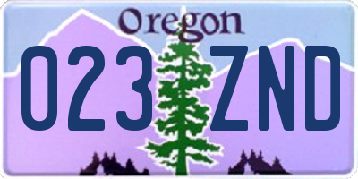 OR license plate 023ZND