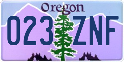OR license plate 023ZNF