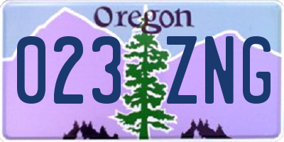 OR license plate 023ZNG