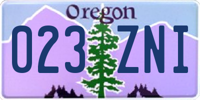OR license plate 023ZNI