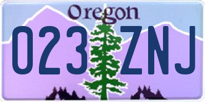 OR license plate 023ZNJ