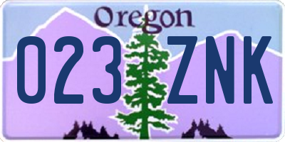 OR license plate 023ZNK