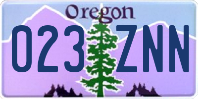 OR license plate 023ZNN