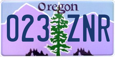OR license plate 023ZNR