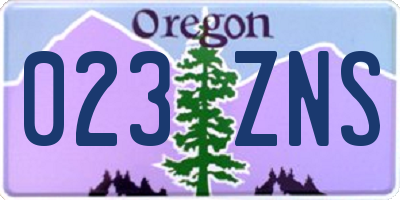 OR license plate 023ZNS