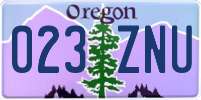 OR license plate 023ZNU