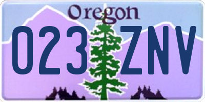 OR license plate 023ZNV