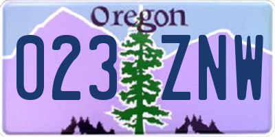 OR license plate 023ZNW
