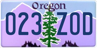 OR license plate 023ZOD