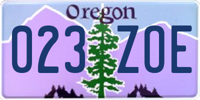 OR license plate 023ZOE