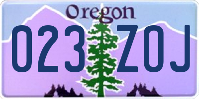 OR license plate 023ZOJ