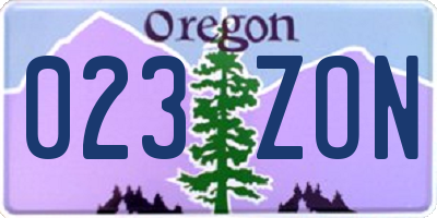 OR license plate 023ZON