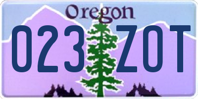 OR license plate 023ZOT