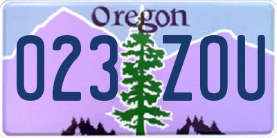 OR license plate 023ZOU