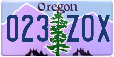 OR license plate 023ZOX