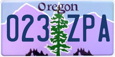 OR license plate 023ZPA