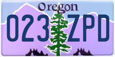 OR license plate 023ZPD