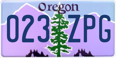 OR license plate 023ZPG