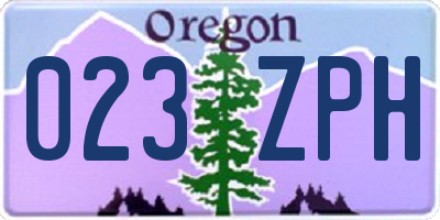 OR license plate 023ZPH