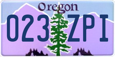 OR license plate 023ZPI