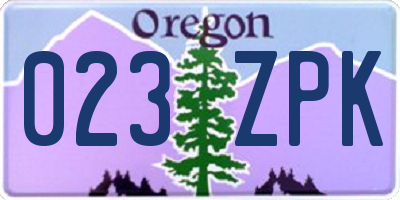OR license plate 023ZPK