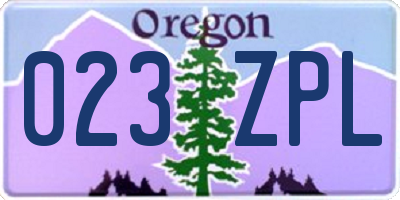 OR license plate 023ZPL