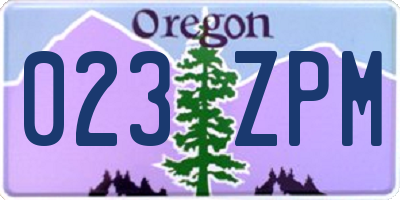 OR license plate 023ZPM